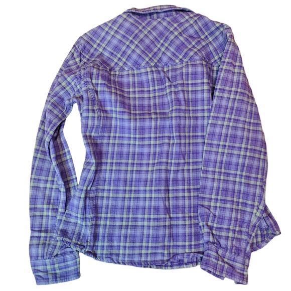Carhartt For Women Plaid Flannel Long Sleeve Purple Button Up Shirt Size Sm 4/6 - Picture 6 of 13